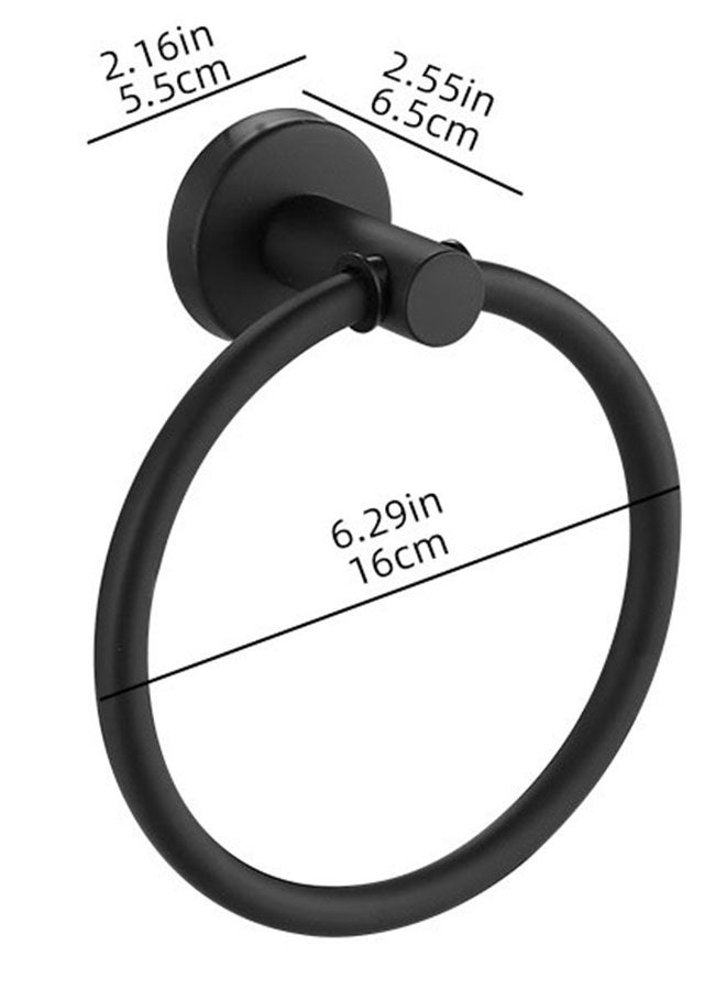 HOMESTAR Towel Holder | Heavy-Duty Stainless Steel Bathroom Towel Ring | Wall-Mounted Towel Holder | For Bathroom and Kitchen Use | Modern Minimalist Multi-Purpose Storage Rack |16cm, Black - Image 2